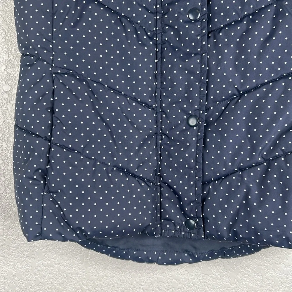 GAP Navy Blue Women's Zip Down Button Up Polka‎ Dot Classic Puffer Vest Size XS